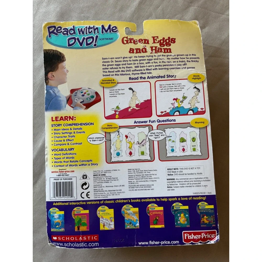 Fisher-Price Read With Me DVD Green Eggs and Ham Dr Seuss Scholastic H4665 2005